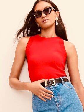 NWT Banana Republic Knit Tomato Red Lenzing Splash tank sz M